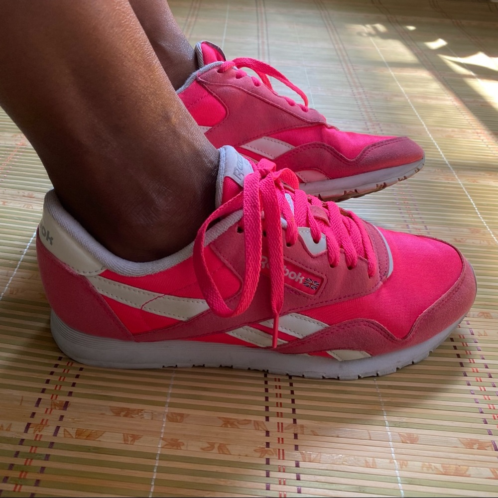 Neon Pink Suede/Nylon Reebok Classic Sneaker